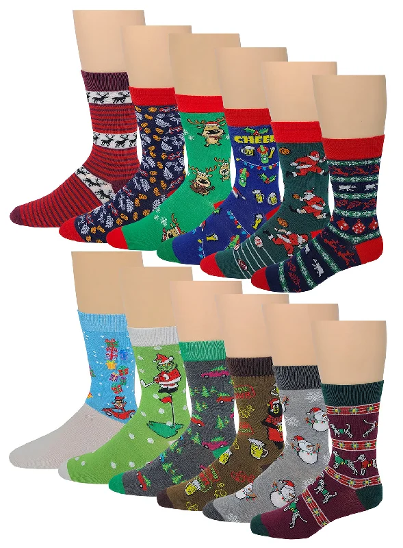 Dress Socks | Christmas Festive Design | Men's 12 Pairs