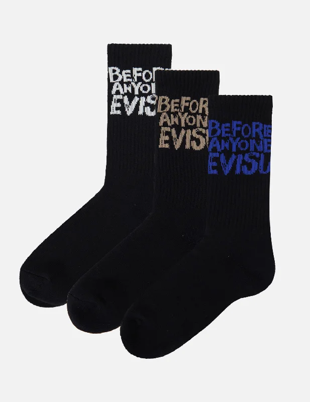 3-Pack Graffiti Slogan Jacquard Long Socks