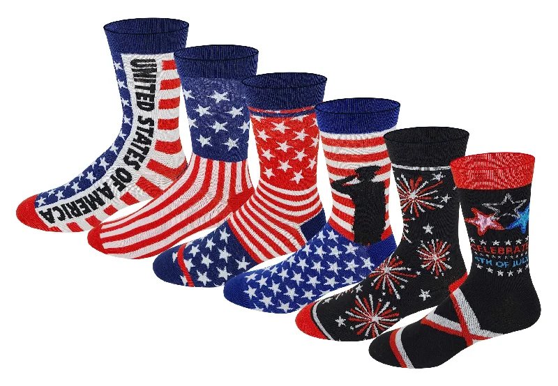 Dress Socks | American Independence Day 4th of July | Men's (6 Pairs)