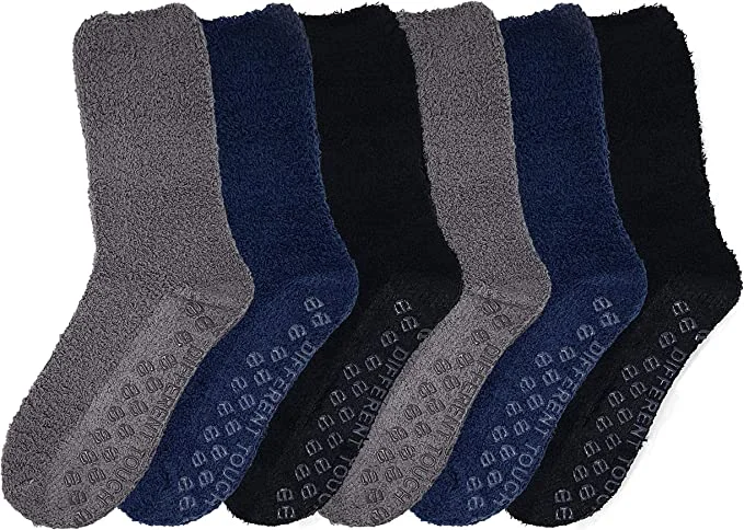 Non-Slip Lounge Slipper Socks | Cozy Plain Colors | Unisex (6 pairs)