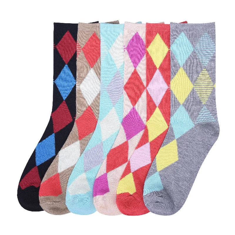 MAMIA LADIES DESIGN CREW SOCKS (ARGYLEA)