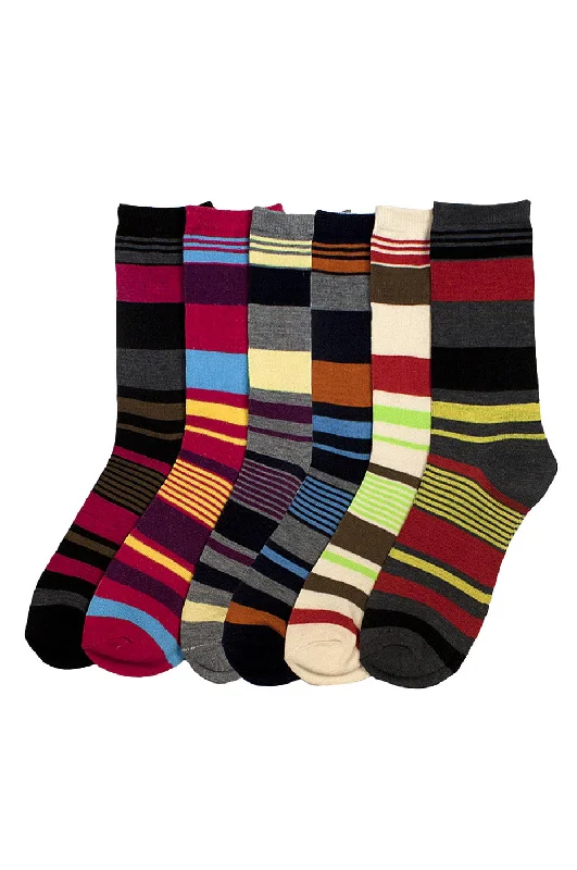 MAMIA LADIES DESIGN CREW SOCKS (STRIPE5)