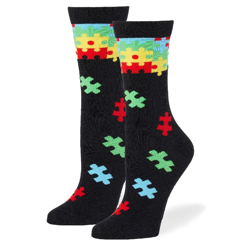 Autism Awareness Puzzle Cascade Crew Sock