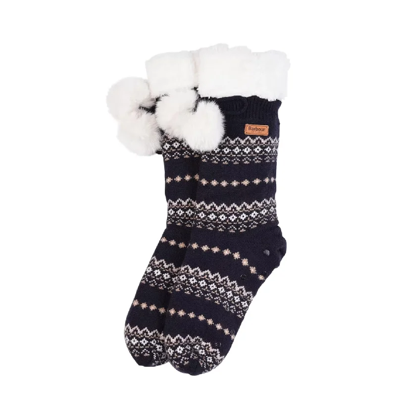 Barbour Womens Fairisle Lounge Socks Rosewood