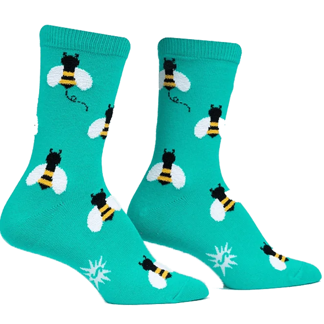 Bee Happy Fuzzy Women's Crew Socks