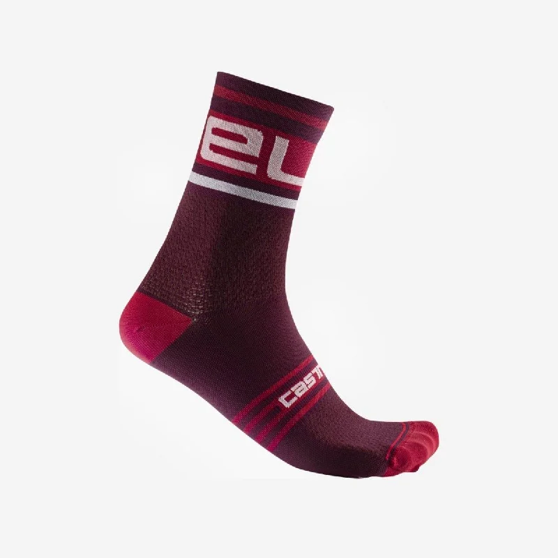 Castelli Rosso Prologo 15 Men's Cycling Socks (Bordeaux White)