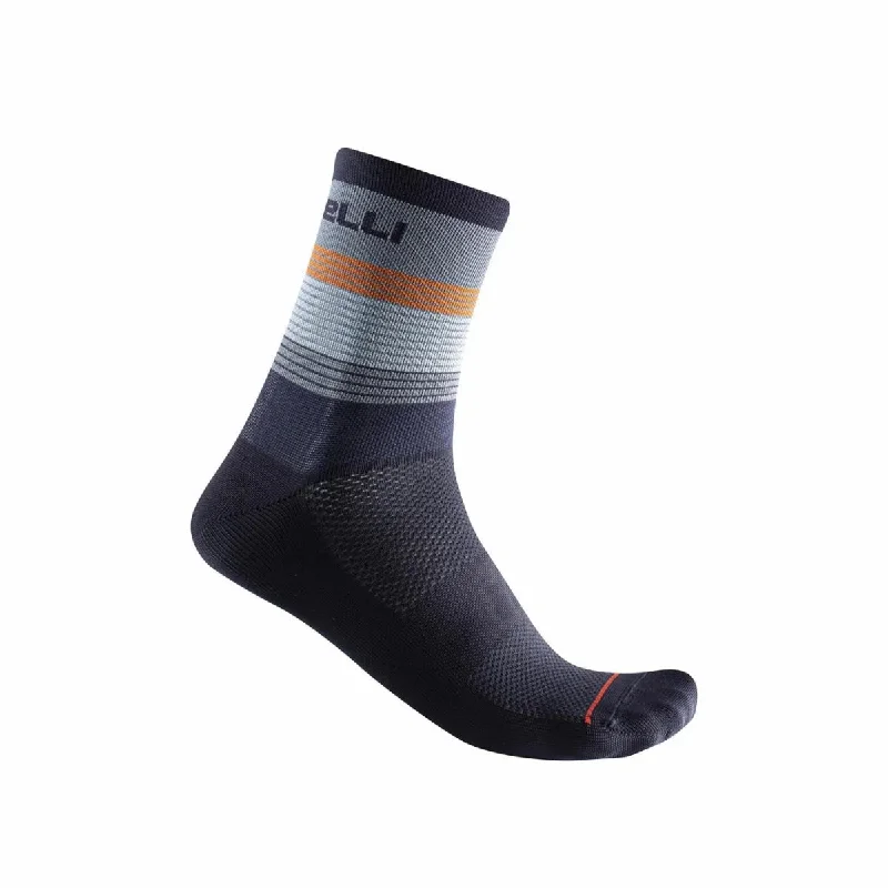 Castelli Scia 12 Mens Cycling Socks (Light Steel Blue/Pop Orange)