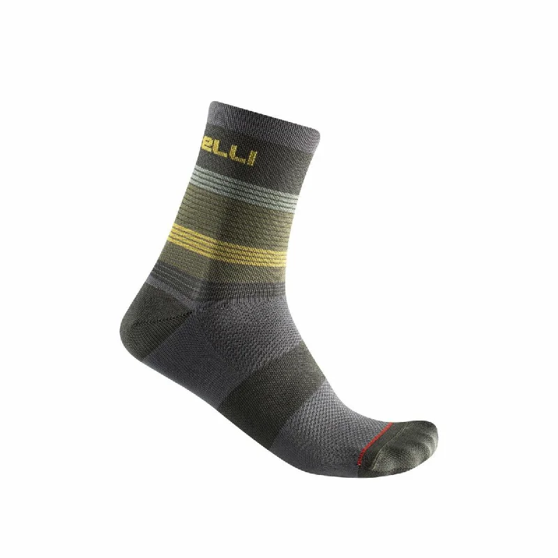 Castelli Scia 12 Mens Cycling Socks (Military Green/Saffron Forest)