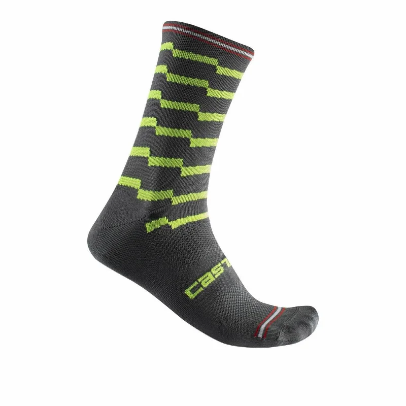 Castelli Unlimited 18 Mens Cycling Socks (Dark Gray/Electric Lime)