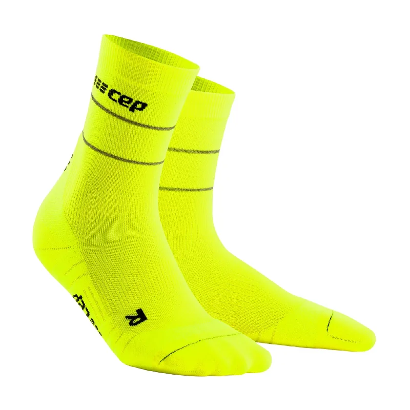 CEP Reflective Mid Cut Compression Men's Socks (Neon Yellow)