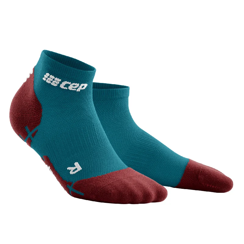 CEP Ultralight Low Cut Compression Men's Cycling Socks (Petrol Dark/Red)