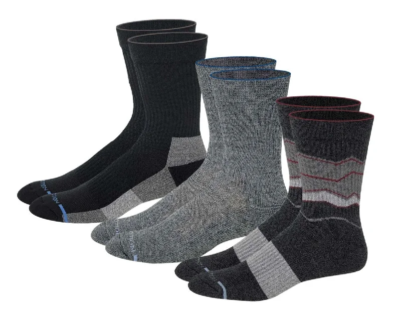 Compression Crew Socks | Assorted Half-Cushion | Dr Motion Men ( 3 Pairs )