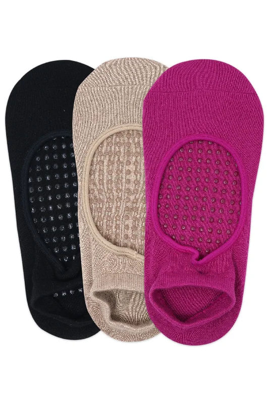 Balenzia Women's Anti Bacterial Yoga Socks with Anti Skid- (Pack of 3 Pairs/1U) Pack- (Black,Beige,Pink)