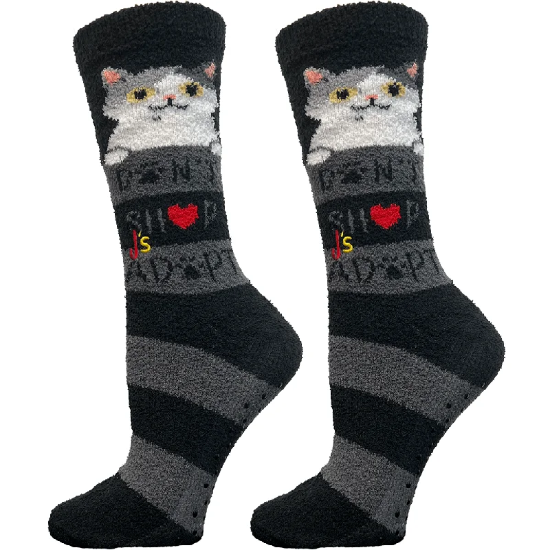 Cat Rescue Fuzzy Women's Crew Socks