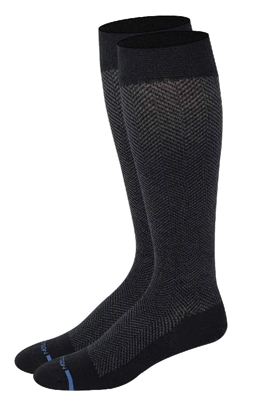 Knee-High Compression Socks | Stylish Black | Dr Motion Men's (1 Pair)