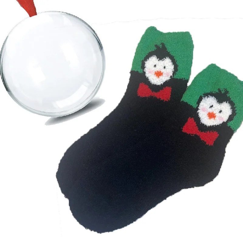 Cozy Penguin Fuzzy Sock Ornament