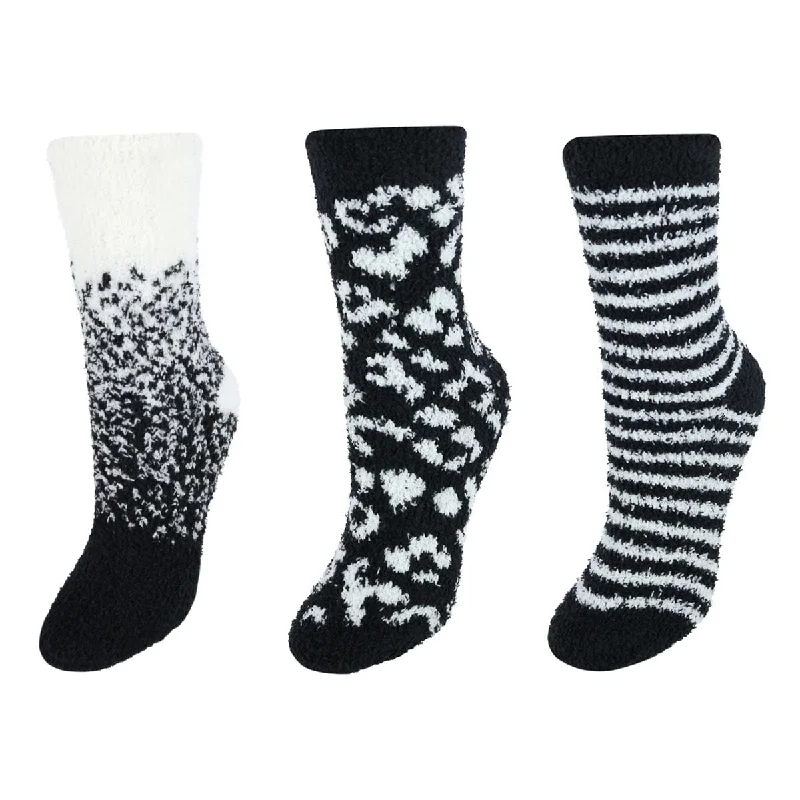 CTM® Women's Fuzzy and Cozy Pattern Socks (Pack of 3)