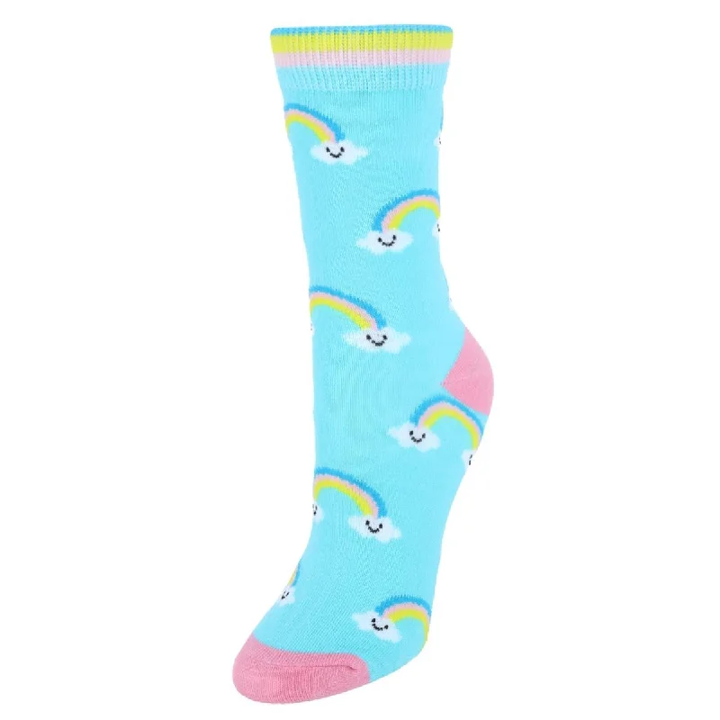 CTM® Women's Soft Rainbow and Clouds Novelty Socks (1 Pair)