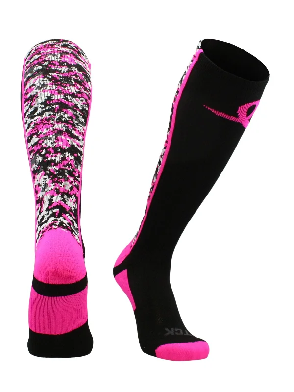 Digital Camo Aware Over the Calf Socks Pink Ribbon Softball Soccer Football