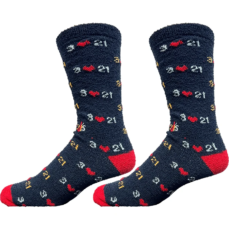 Down Syndrome Awareness Navy Blue Fuzzy Crew Socks