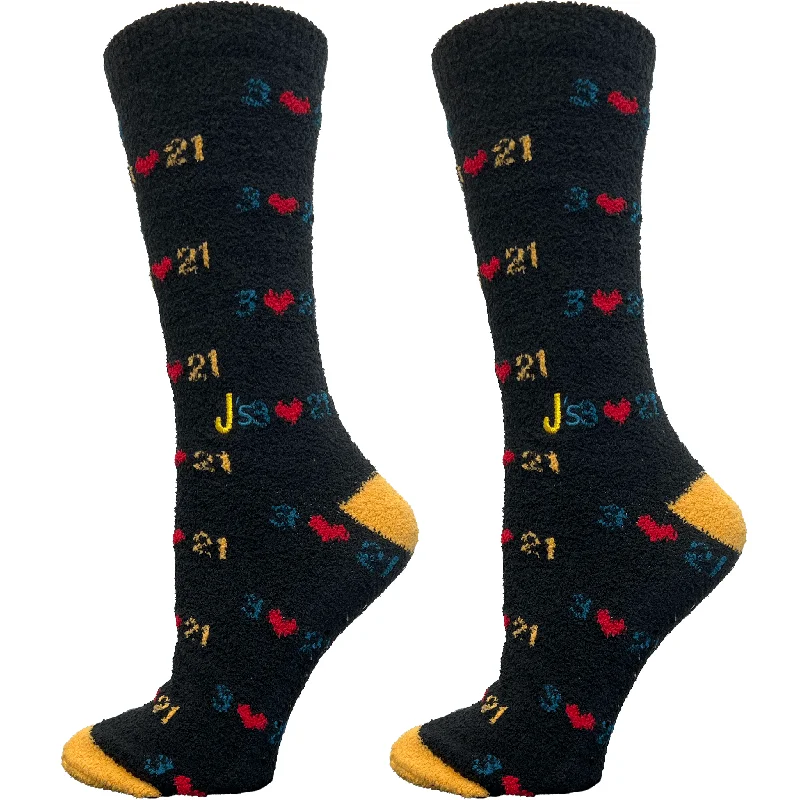 Down Syndrome Awareness Black Fuzzy Crew Socks