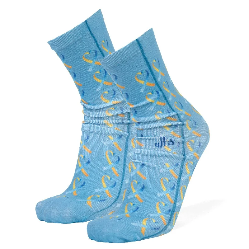 Down Syndrome Ribbon Unisex Crew Socks Blue