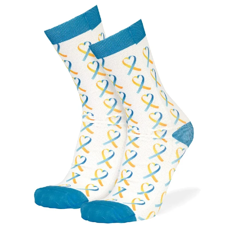 Down Syndrome Ribbon Unisex Crew Socks White