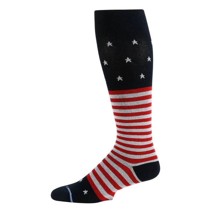 Compression Knee High Socks | USA Pin Stars Stripes | Men's (1 Pair)