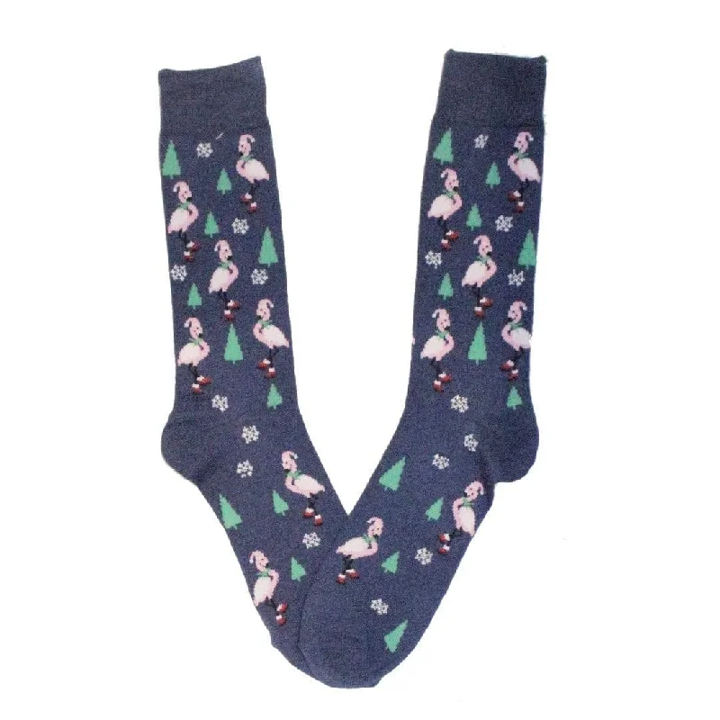 Festive Flamingos Holiday Crew Socks