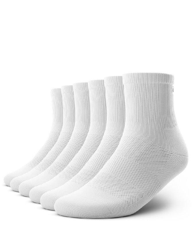 Flagship Quarter Socks White 6-Pack