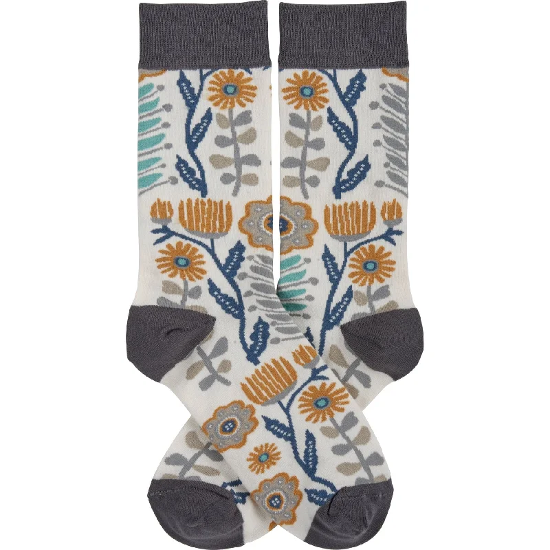 The Bullish Store Women's Folk Art Floral Socks in Multicolor