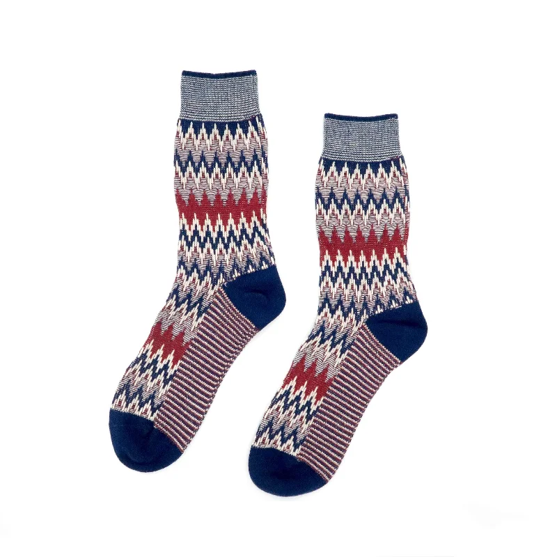 Funky zig zag sock - Navy