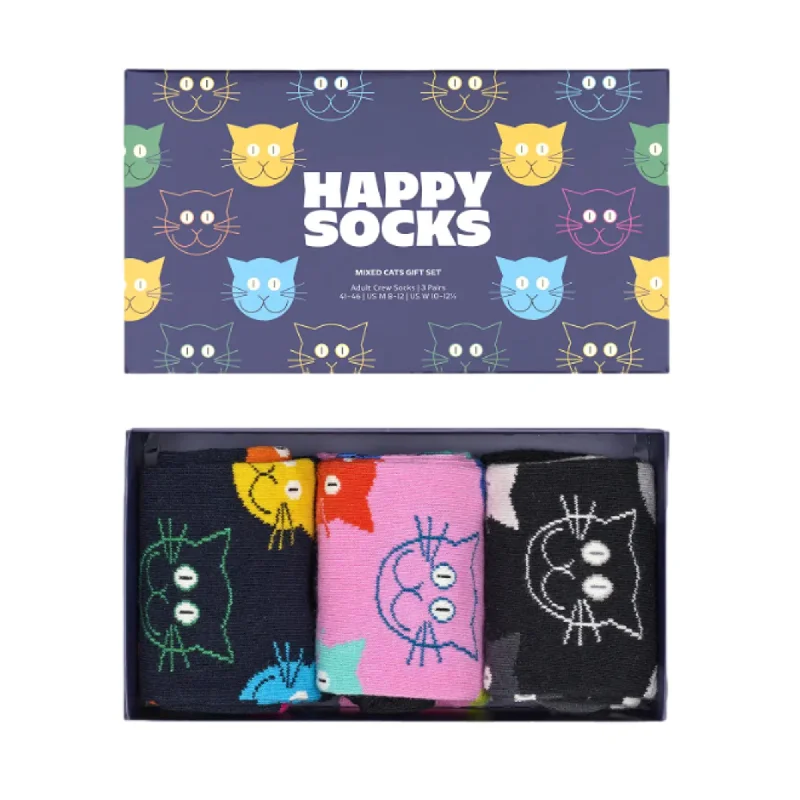 Happy Socks Mixed Cat 3 Pack Gift Set