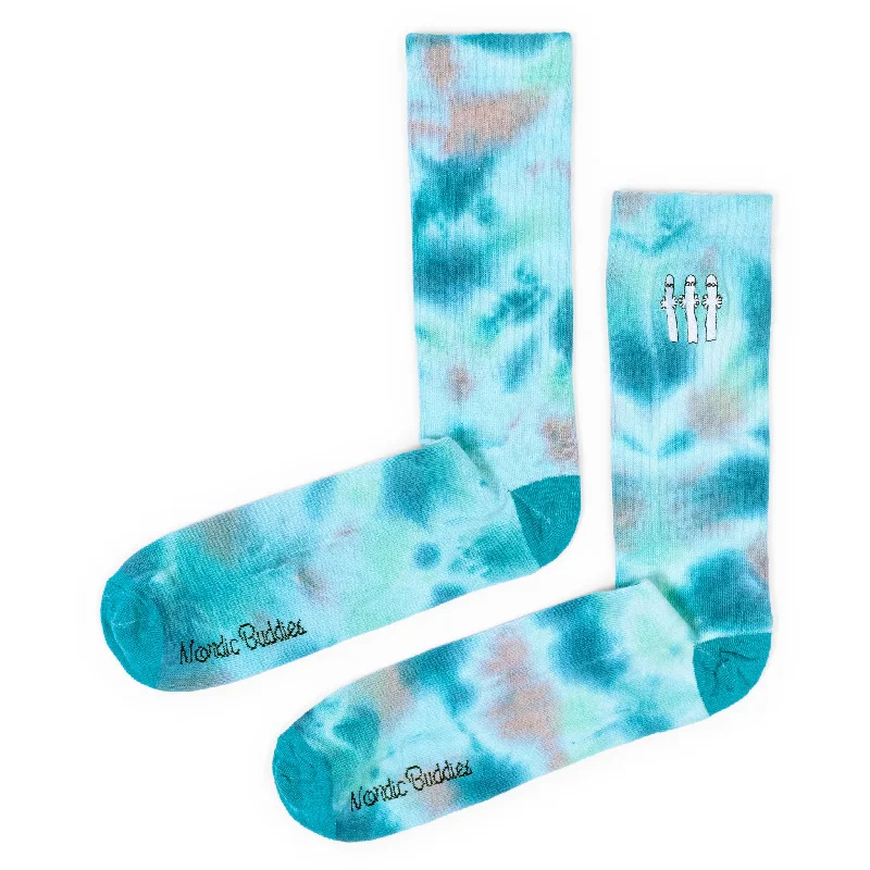 Hattifatteners Tie Dye Men Socks - Turquoise and Blue