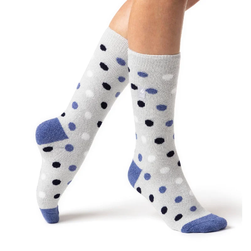 Ladies Lite Malaga Dots Socks - Light Grey & Denim