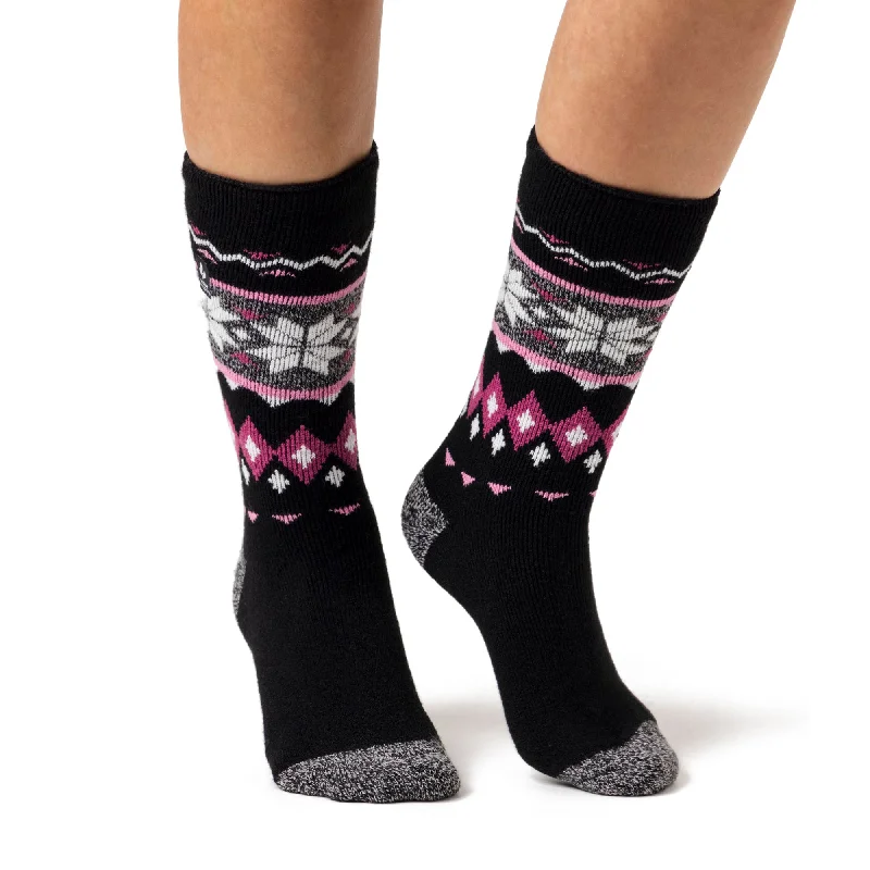 Ladies Lite Lima Fairisle Socks - Black