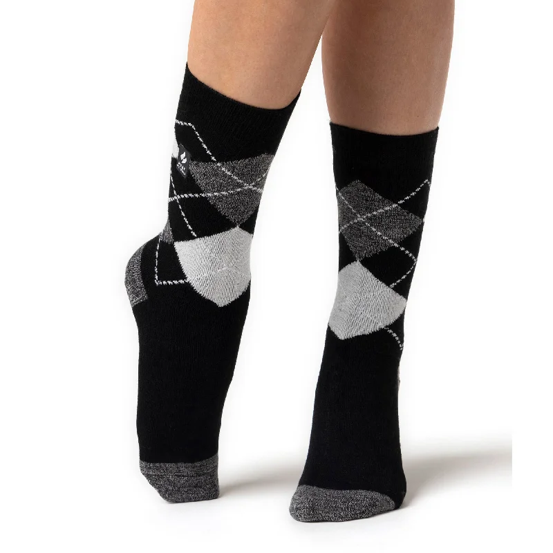 Ladies Ultra Lite Valletta Argyle Socks - Black & Grey