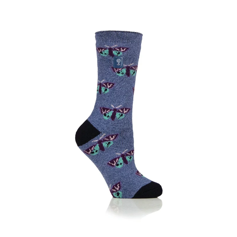 Ladies RHS Lite Socks - Butterflies Denim