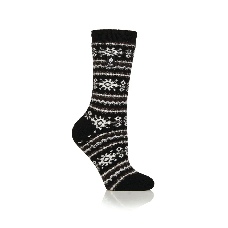 Ladies Lite Fairisle Nordic Socks - Black & Charcoal