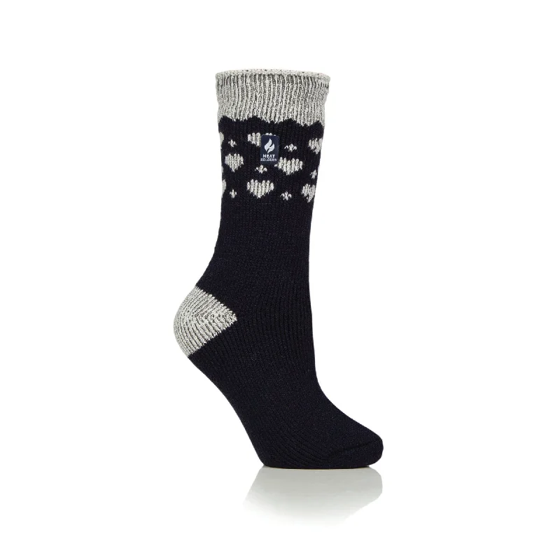 Ladies Original Jacquard Socks - Navy Hearts