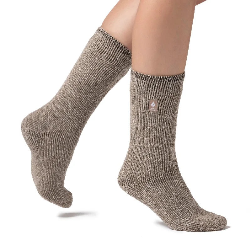 Ladies Original Corbett Twist Socks - Taupe & Shortbread Cream