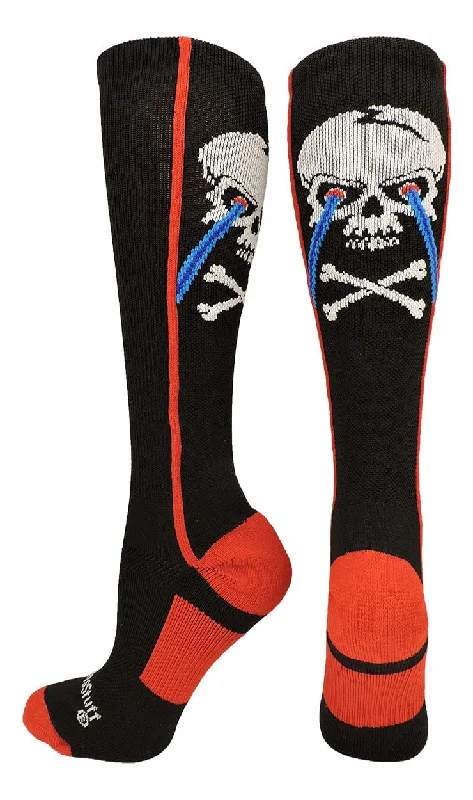 Crazy Socks with Laser Skull and Crossbones Over the Calf Socks