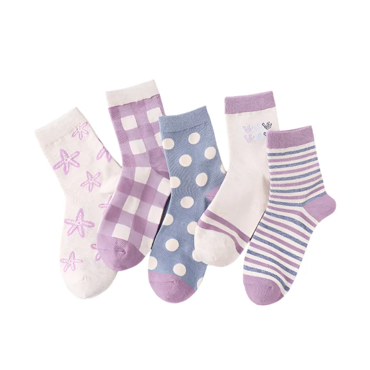 Lavender Women's Socks- 5 Pairs