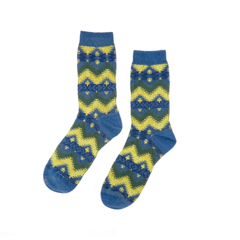 Maze Socks - Blue and yellow