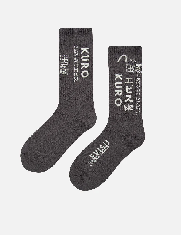 Multi-Language Logo Jacquard Long Socks