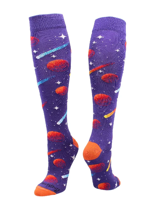 Outer Space Galaxy Socks Athletic Over the Calf Length