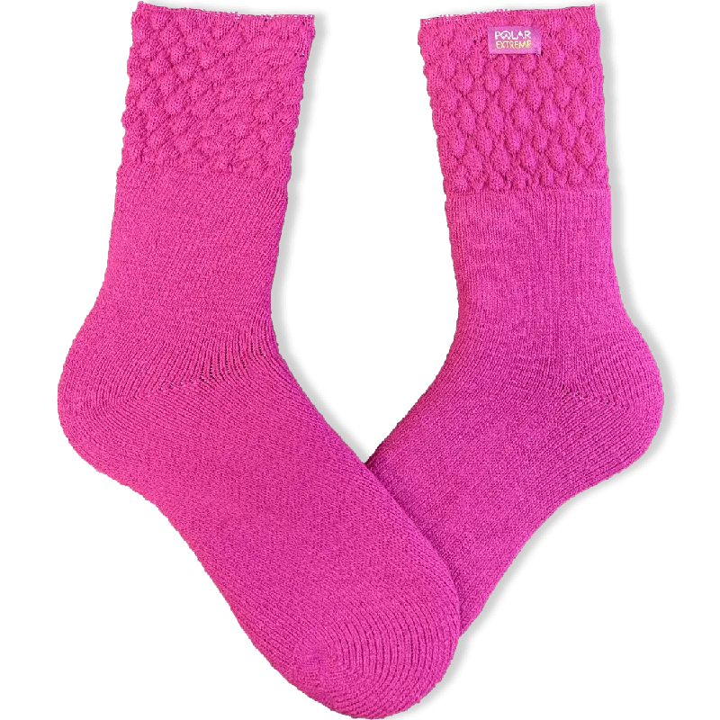 Berry Cold Weather Women's Socks with Textured Top