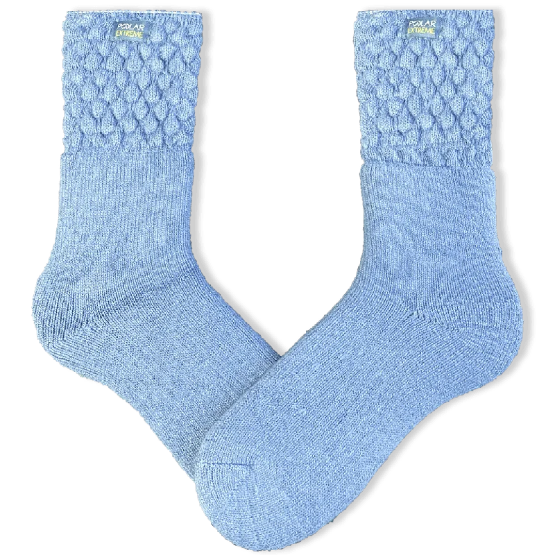 Blue Women's Thermal Socks with Textured Top