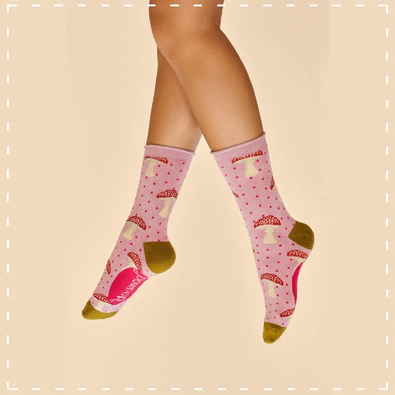 Powder Ankle Sock - Tiny Toadstools 14344