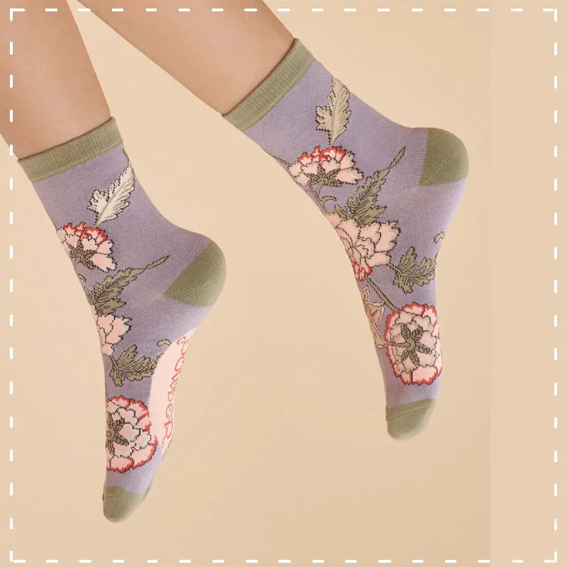 Powder Ankle Sock - Paisley in Lilac 14166